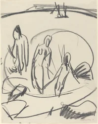 Drie baders in de zee, c. 1914