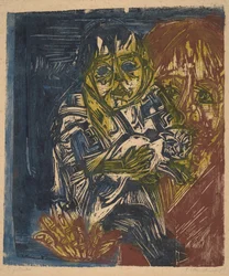 Vrouw met een kind en een kat, 1919