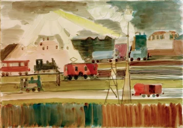 Station bij ondergaande zon