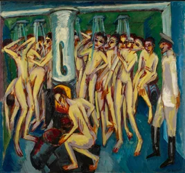 Het soldatenbad - Artilleristen, 1915