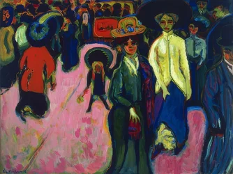Straat in Dresden. 1908 (1919 herzien, datering op het schilderij 1907)