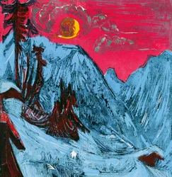 Winterse maanverlichte nacht