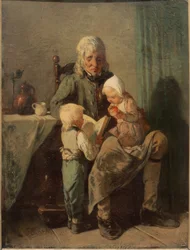Grootvader en kleinkinderen