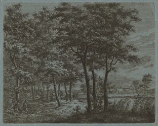 Landschap met een boer die brandhout draagt, ca. 1800