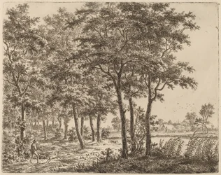 Landschap met een boer die brandhout draagt, ca. 1800