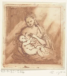 Maria geeft Christus de borst