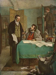 Het nieuwe huurcontract ondertekenen, 1868, c1930
