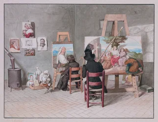 Bernhard Neher en Erwin Speckter in hun studio in Rome, door Erwin Speckter