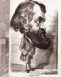 Karikatuur door componist Charles Gounod (1818-1893) door Etienne Carjat, in de 19e eeuw.