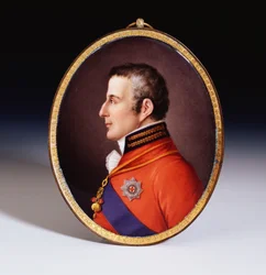 Een ongeregistreerde Sevres ovale portret plaquette van de hertog van Wellington (1769-1852), in volledige dress uniform, dragend de Orde van het Gulden Vlies en de Ster en Sjerp van de Orde van de Kousenband