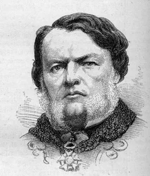 Portret van Auguste Gougeard (1827-1886), Franse politicus. Gravure door Bocour in 