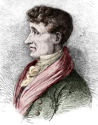 Portret van Joseph Joubert (1754-1824), Franse schrijver. Gravure door Bocour in "Le Magasin picturesque"