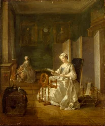Interieur met twee vrouwen, eind jaren 1730-begin jaren 1740