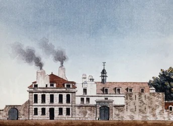 Necker ziekenhuis in 1818 - vignette gegraveerd door J.E. Thierry, Archieven van Openbare Hulp