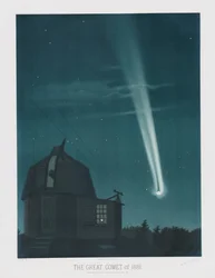De Grote Komeet van 1881, waargenomen in de nacht van 25-26 juni, om 1u30, uit The Trouvelot Astronomical Drawings 1881, uitgegeven 1881