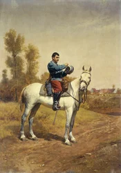 Ruiter op een witte hengst