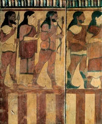 Etruskische beschaving - "plaque Campana" die een processie voorstelt uit de Banditaccia Necropolis, Cerveteri, Rome, 550-520 v.Chr.