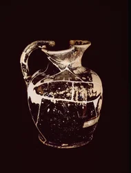 Oenochoe met inscriptie xanthippos. Uit het graf 709 van Valle Trebbia, 5e eeuw v.Chr.