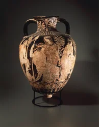 Roodfigurige keramiek, puntige amphora door Perugia schilder