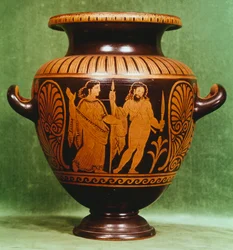 Stamnos, roodfigurige aardewerk uit Vulci (Lazio). Etruskische Beschaving, 4e eeuw v.Chr.