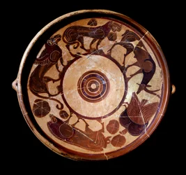 Terracotta plaat die dieren voorstelt, 600-590 v.Chr.