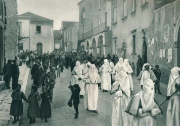 Begrafenisstoet, Taormina, Sicilië, Italië, 1927