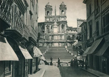 Spaanse Trappen en Trinita dei Monti Kerk, Rome, Italië, 1927