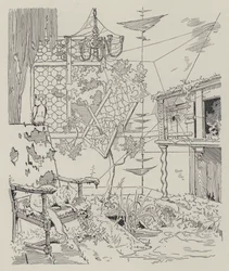 Scene uit La Dame de Gai-Fredon, door Quatrelles (Ernest L