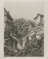 De molen en waterval van Grésy bij Aix-les-Bains, 1856