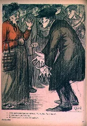 "De post is te laat! Meer dan een uur!" "Maar ik wacht al twee uur op jou!" "Beledig me niet! Ik laat je opsluiten!" uit 