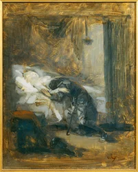 Scène de Theatre - Scène in een theater ... (schilderij op doek)