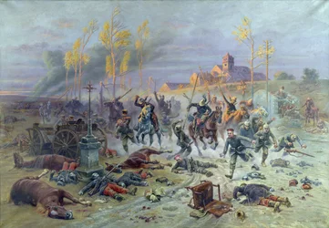 De aanval van Franse soldaten in de Slag aan de Marne, 8 of 9 september 1914, 1915