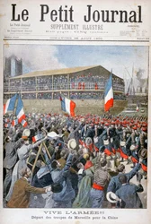 Franse troepen inschepen voor China, 1900