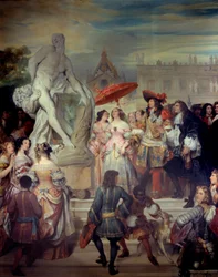 Pierre Puget presenteert zijn standbeeld Milon van Croton aan Lodewijk XIV