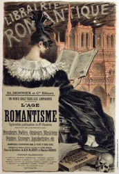 Literatuur. Romantische Boekhandel. Poster door Eugene Grasset voor de uitgever Monnier, Frankrijk, ca. 1890