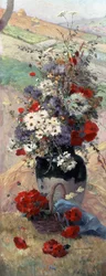 Seizoensbloemen - Herfst. Schilderij van Eugene Henri Cauchois (1850-1911) Privécollectie.