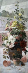 Seizoensbloemen - Winter. Schilderij van Eugene Henri Cauchois (1850-1911). Privécollectie.