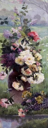 Seizoensbloemen - Lente. Schilderij van Eugene Henri Cauchois (1850-1911) Privécollectie.