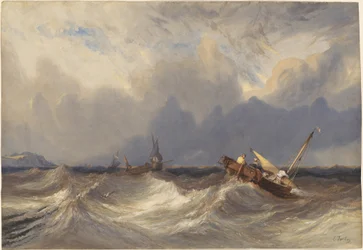 Vissersboten Geworpen voor een Storm