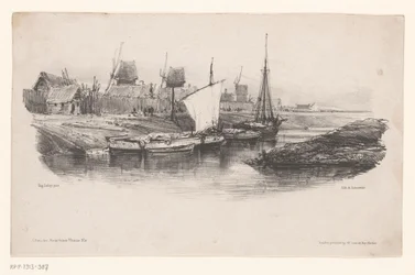 Haven met boten en windmolens