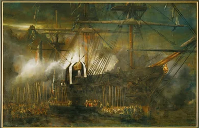 Overslag van de as van Napoleon I aan boord van de La Belle Poule (schilderij op doek)