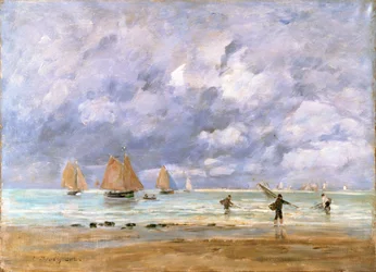 Vissers en zeilboten in Trouville, 1892