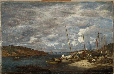 Vissersboten aan de kade, Douarnenez, 1855