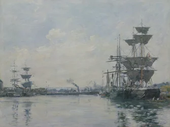 Le Havre, schepen in een bassin