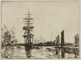 Zeegezicht met boten