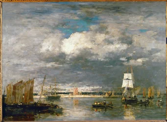 Storm bij de haven van Camaret (olieverf op doek)