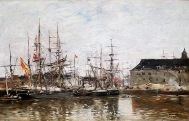 Driemasters in Dok, Antwerpen, 1871