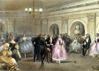 Acteurs van de Parijse Opera, door E. Lami, gravure