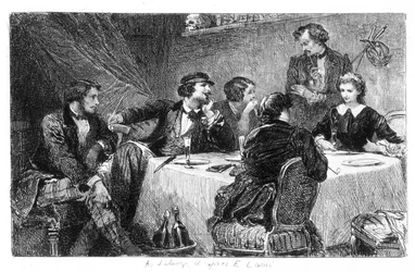 Illustratie door Eugène Lami van de "Mimi de Pinson" door Alfred de Musset