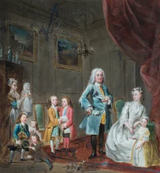 Portret van de 3e Lord Oxford en zijn familie (olieverf op papier)